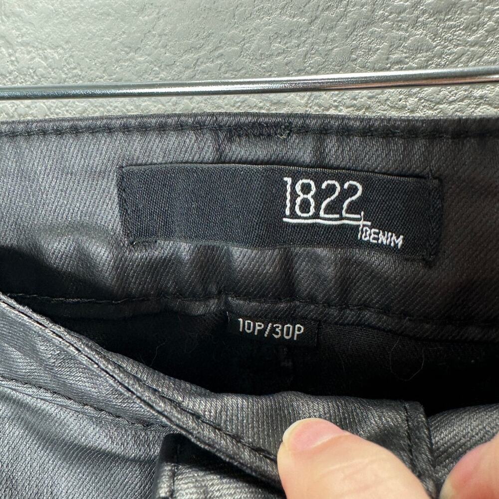 1822 Denim Black Shimmer Leatherette Skinny Pant 30 P / 10 P - Picture 8 of 16